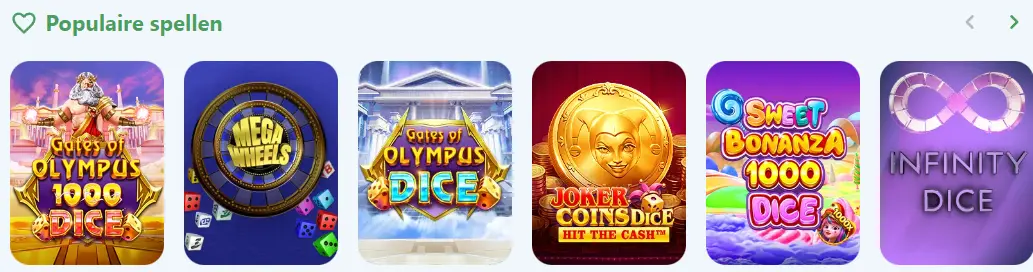 Bibliotheek met tafelspellen, slots en live casino